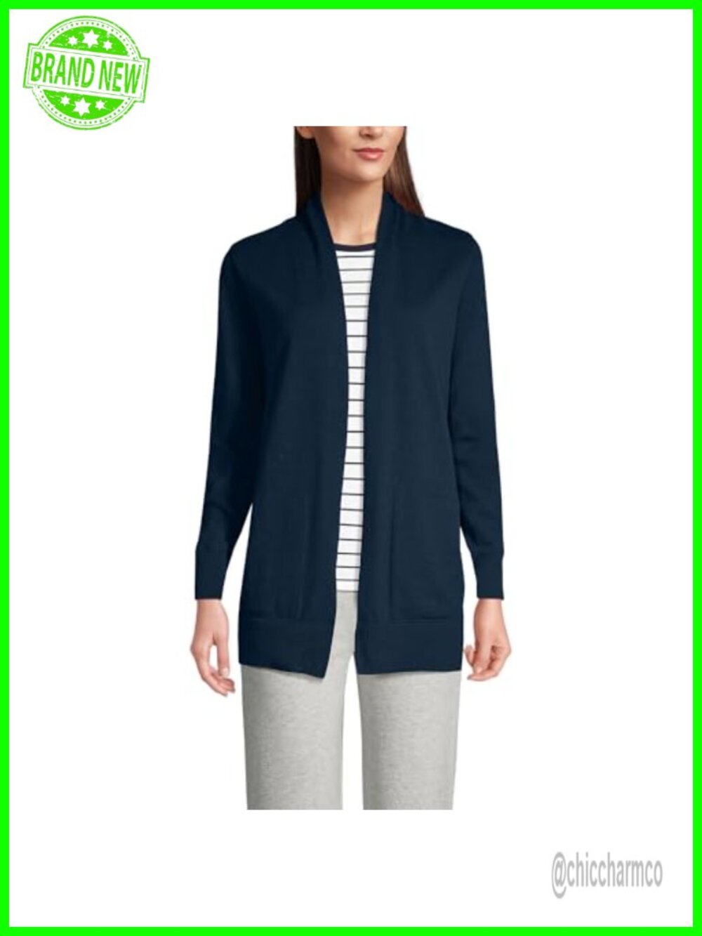 Long Sleeve Open Front Cotton Cardigan Sweater Tunic Length